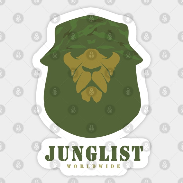 Junglist Worldwide Movement ( Uncle Junglist Cool Lion Edition ) Sticker by Wulfland Arts